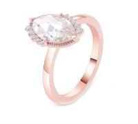 18K Gold Ring Vintage, Simple Promise Rings Moissanite 2ct Elegant Band 750 Rose Gold for Valentine's Day Size L 1/2
