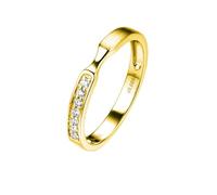 18K Gold Ring, Women's Wedding Rings Diamond Round Yellow Gold Statement Band for Mother Size M 1/2