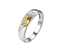18K Gold Rings, Engagment Ring Matte Sun Band 750 White Gold Birthday Gift for Him Size N 1/2