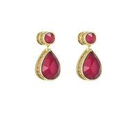 18K Gold Ruby Drop Earrings for Women, Geometric Dangle & Drop Earrings, Best Gift for Any Occasion