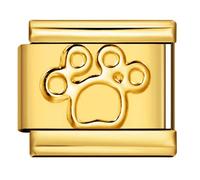 18K Gold Silver Two Tone Cross Evil Eye Star Moon Bee Butterfly Heart Dog Cat Birthday 9mm Italian Link Charm Compatible With Nomination Bracelet Mum Mom Mother Daughter (18k Cat Dog Paw)
