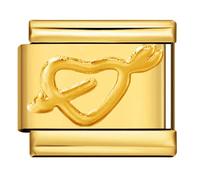 18K Gold Silver Two Tone Cross Evil Eye Star Moon Bee Butterfly Heart Dog Cat Birthday 9mm Italian Link Charm Compatible With Nomination Bracelet Mum Mom Mother Daughter (Cupid Heart 18k)