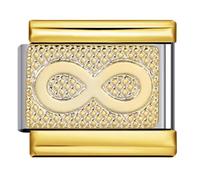 18K Gold Silver Two Tone Cross Evil Eye Star Moon Bee Butterfly Heart Dog Cat Birthday 9mm Italian Link Charm Compatible With Nomination Bracelet Mum Mom Mother Daughter (Infinity Eternity)