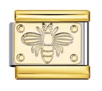 18K Gold Silver Two Tone Cross Evil Eye Star Moon Bee Butterfly Heart Dog Cat Birthday 9mm Italian Link Charm Compatible With Nomination Bracelet Mum Mom Mother Daughter (Butterfly Two Tone)