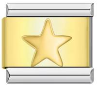 18K Gold Silver Two Tone Cross Evil Eye Star Moon Bee Butterfly Heart Dog Cat Birthday 9mm Italian Link Charm Compatible With Nomination Bracelet Mum Mom Mother Daughter (Star Two Tone 18k)