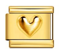 18K Gold Silver Two Tone Cross Evil Eye Star Moon Bee Butterfly Heart Dog Cat Birthday 9mm Italian Link Charm Compatible With Nomination Bracelet Mum Mom Mother Daughter (18k heart)