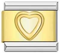 18K Gold Silver Two Tone Cross Evil Eye Star Moon Bee Butterfly Heart Dog Cat Birthday 9mm Italian Link Charm Compatible With Nomination Bracelet Mum Mom Mother Daughter (Heart Two Tone 18k)