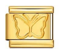 18K Gold Silver Two Tone Cross Evil Eye Star Moon Bee Butterfly Heart Dog Cat Birthday 9mm Italian Link Charm Compatible With Nomination Bracelet Mum Mom Mother Daughter (18K Butterfly)
