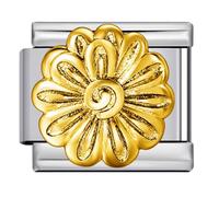18k Gold Sunflower Daisy Flower Silver Italian 9mm Link Stainless Steel Bracelet Charm Compatible With Nomination