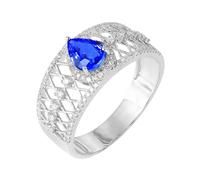 18K Gold Wedding Band, Woman Rings Lab Created Sapphire 1ct 4 Claws Jewelry 750 White Gold with Moissanite for Valentine's Day Size I 1/2