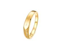 18K Gold Wedding Band, Womens Fashion Rings Moissanite "Be Together" Yellow Gold Jewelry for Mother Size S 1/2