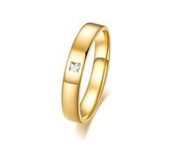 18K Gold Wedding Bands for Him, Wedding Engagement Ring Moissanite Classic Jewelry 750 Yellow Gold for Fiancé Size P 1/2