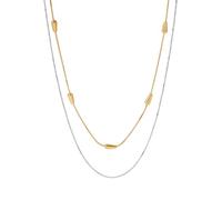 18K Plated Two-Tone Harvest Layered Necklace for Women, Stacked Jewelry