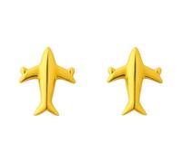 18K Real Certified Fine Yellow Gold Aeroplane Stud Earrings Design Earring