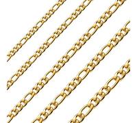 18k Real Gold Plated 30 Inches Figaro Chain Necklace 4MM Stainless Steel Figaro Link Chain for Men Women