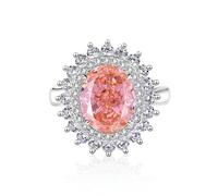 18K Ring Bands for Her Elegant 5ct Lab Grown Padparadscha Wedding Engagement Rings for Wife Solid White Gold Anniversary Band Large with Moissanite Size L 1/2