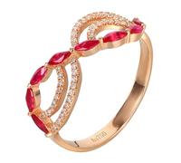 18K Rose Gold Engagement Ring, Women Wedding Bands Lab Created Ruby 0.168ct Hollow Out Rose Gold Jewelry with Moissanite for Mother Size U 1/2