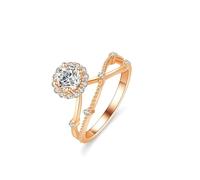 18K Rose Gold Engagement Ring, Women's Ring Branch Flower with 0.5ct Lab Created Diamond Au750 Rose Gold Band with Moissanite Size U 1/2
