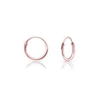 18K Rose Gold Plated 925 Sterling Silver Small Hoop Earrings 10mm - Thin Sleeper Huggie Hoop for Cartilage, Helix, Nose Piercing - Hypoallergenic, Unisex Tiny Hoops - Thick 1.5mm