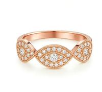 18K Rose Gold Rings for Women, Vintage Engagement Ring Infinity Leaves with Moissanite Au750 Rose Gold Band Size T 1/2