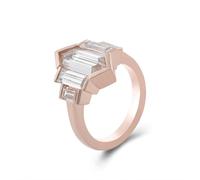18K Rose Gold Rings, Women's Eternity Rings Moissanite Geometric Rose Gold Jewelry for Mother Size M 1/2