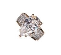18K Rose Gold Shiny Full Diamond Pear Cut Teardrop Solitaire Rings Water Drop pear Shaped Ring Micro Square Diamond Ring Eternity Engagement Wedding Band Set Size 9