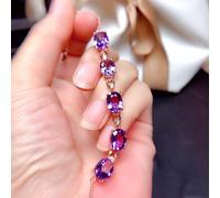 18k Rose Purple Crystal Amethyst Gemstonds Diamonds Chain Bracelets for Women Fine Jewelry Bijoux Gift