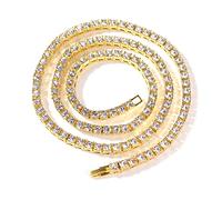 18K Round Cut Real Gold Rhodium Plated Iced Out Prong Set 5A Cubic Zirconia Mens Tennis Bracelet 3mm 4mm 5mm Hip Hop Rapper Jewellery with Gift Box, Stainless Steel, Diamond