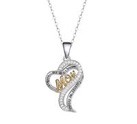 18K White Gold Chain Necklace, Diamond Pendant Necklaces for Women Heart Always My Mother forever Friend Necklace