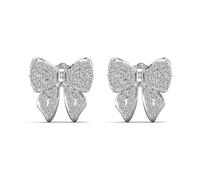 18K White Gold Dainty Butterfly Jewelry Set for Wen, 5A Cubic Zirconia Earring Necklace Ring Set,Infinity Forever Love Knot s Her