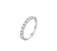 18K White Gold Engagement Ring, Vintage Wedding Ring Stackable with Round Shape Moissanite Au750 Silver Band Size N 1/2