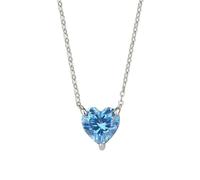 18K White Gold Necklaces for Women, Pendant Necklace Vintage Blue Topaz Chain Jewelry Love White Gold Au750