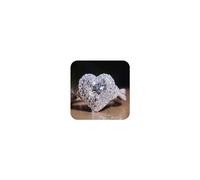 18K White Gold Plated 925 Silver 5A Heart Zircon Stone 925 Silver Engagement Wedding Band Ring for Women Luxury Micro Inlaid Heart-Shaped Simulation Diamond Ring (6)