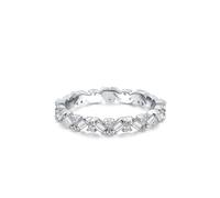 18K White Gold Ring for Women, Wedding Band Elegant Wave Row Design with Rectangular Round Moissanite Au750 White Gold Band Ring Size L 1/2