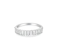18K White Gold Ring Wedding Band, Eternity Rings with Trapezoid Shape Moissanite Au750 Silver Band Size J 1/2