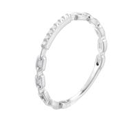 18K White Gold Rings, Rings for Women Engagement Chain Shape Au750 White Gold Band with Moissanite Size I 1/2