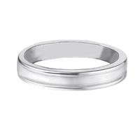 18K White Gold Simple Promise Ring for Mens, with Matte Groove, Size V 1/2