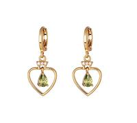 18K Yellow Gold Dangle Earrings for Women, Hoop with Hollow Heart and Waterdrop Amethyst Dangle Earrings for Women Gold