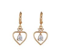 18K Yellow Gold Dangle Earrings for Women, Hoop with Hollow Heart and Waterdrop Amethyst Dangle Earrings for Women Gold
