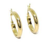 18K yellow gold hoop earrings with half tube 4 mm wide by 2.2 cm outer diameter, 2.5 grams of 18 carat gold,