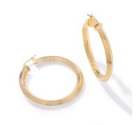 18K Yellow Gold Over Bronze Greek Key Tube Hoop Earrings - Hypoallergenic and Durable Jewelry for Women, Bronze, No Gems