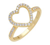 18K Yellow Gold Plated Heart Shape Simulated Diamond Ring Size 12 for Women - Sturdy Comfort Fit Non-Tarnishing Dainty Ring - Light Weight Statement Fashion Jewelry - Gifts for Valentine's Day