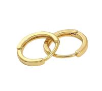 18k Yellow Gold Plated Huggie Hoop 15mm Square Sleeper Earrings Non-allergenic
