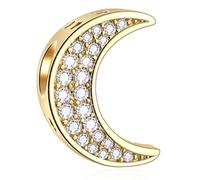 18K Yellow Gold Plated Sparkling Crescent Moon Charms fit Pandora Christmas Bracelet, 925 Sterling Silver I Love You to The Moon and Back with Reflexions CZ Beads, Gifts for Mummy/Boy/Girl