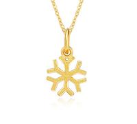 18K Yellow Gold Women Snowflake Necklace Beautiful Necklace Charms