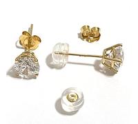 18kt Yellow Diamond Gold Stud Earrings 18k SOLID Gold Solitaire Earrings for women Bday HANDMADE 6.5mm Diamond Stud Earrings gift for her Anniversary Ladies Birthday gift ideas for girlfriend 2 carat