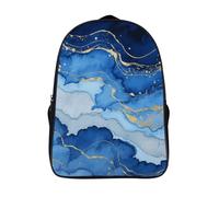 18L Abstract Blue Marble Watercolor Laptop Backpack Adults 16" Lightweight Carry on Backpack for Travel Flight Waterproof Casual Daypack Work Bussiness Computer Bag for Office Commute Outdoor Sports
