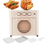 18L Air Fryer Oven, Household Multi-function Oven with Frying Pan, Baking Tray, Grill Rack, Tongs, 3 Mechanical Knob, 60 Minutes Timer, 100℃-210℃, for Grilling, Baking & Roasting pink