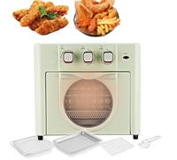 18L Air Fryer Oven, Household Multi-function Oven with Frying Pan, Baking Tray, Grill Rack, Tongs, 3 Mechanical Knob, 60 Minutes Timer, 100℃-210℃, for Grilling, Baking & Roasting green