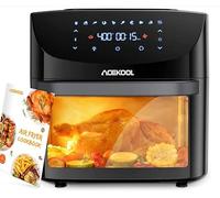 18L Air Fryer Oven with Rotisserie, Multifunctional Counter Top Oven with Digital Timer & Touchscreen, 1800W Double-Layer Tempered Glass Door Airfryer - 8 Cooking Presets, Black